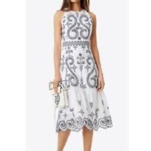 NWT! Tory Burch Mariana Sleeveless Embroidered Cotton Midi Dress White